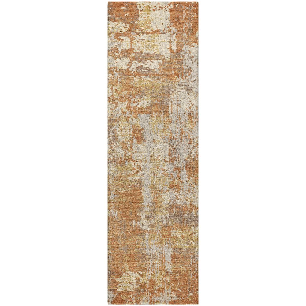 Luxury Washable Indoor/Outdoor Kochi Copper 2'3" x 7'6" Runner Rug. Picture 1