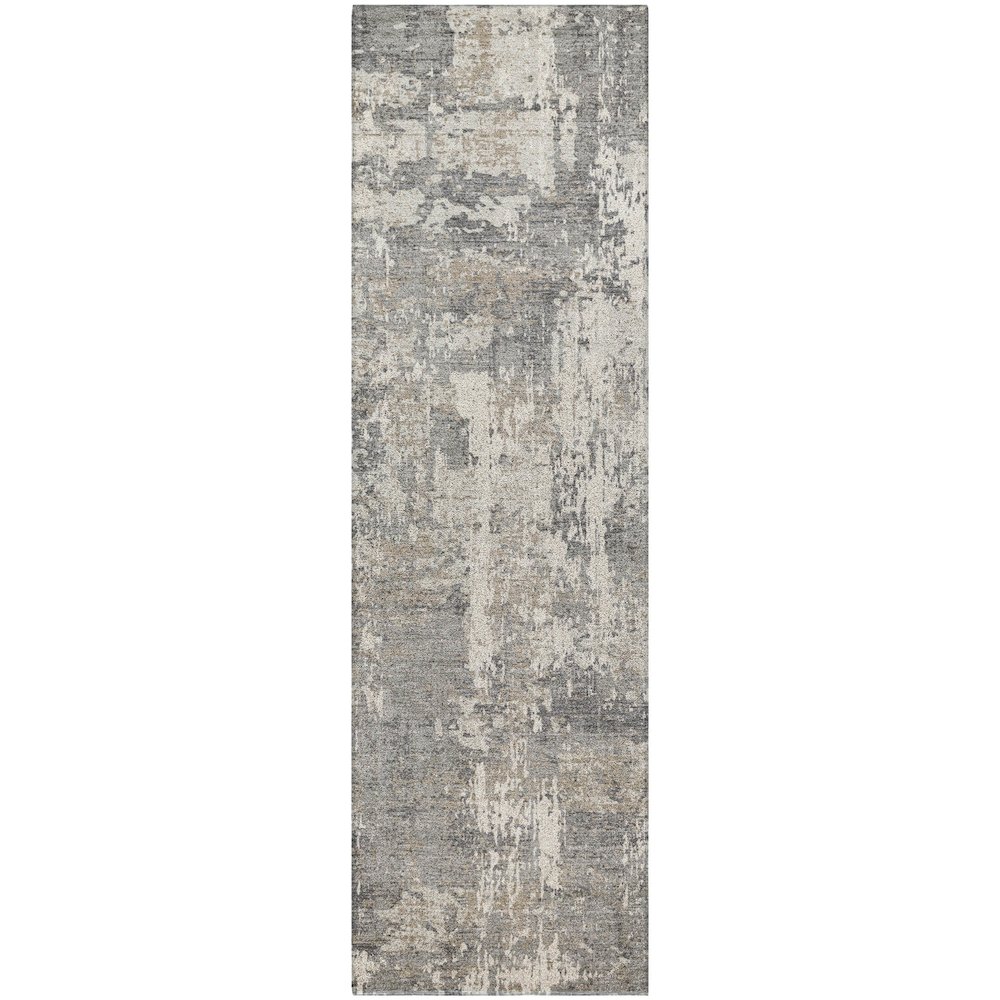 Luxury Washable Indoor/Outdoor Kochi Gray 2'3" x 7'6" Runner Rug. Picture 1