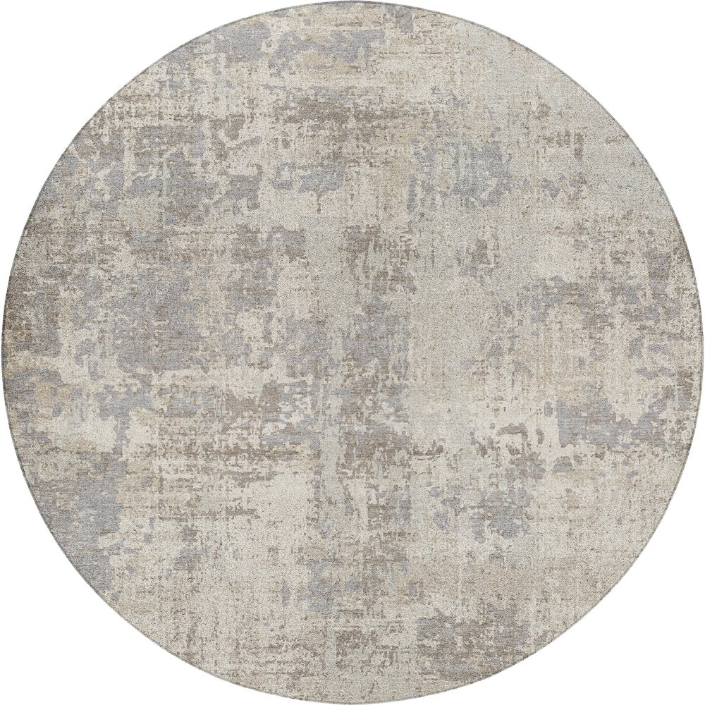 Luxury Washable Indoor/Outdoor Kochi Linen 8' x 8' Round Rug. Picture 1