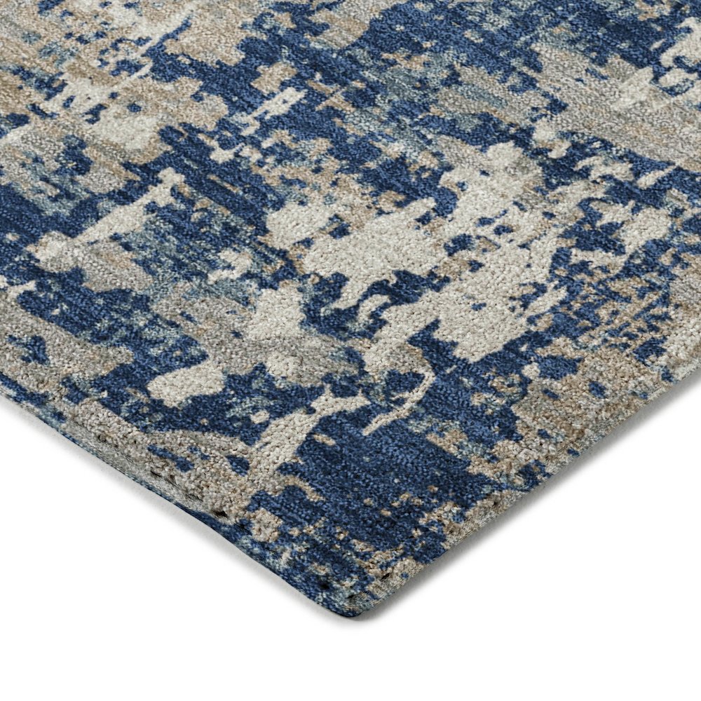 Luxury Washable Indoor/Outdoor Kochi Navy 1'8" x 2'6" Rug. Picture 2