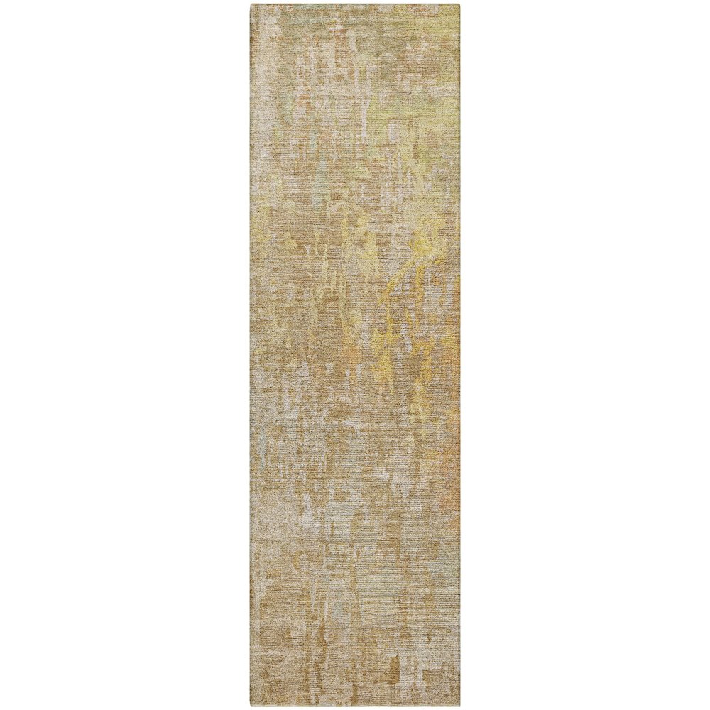 Luxury Washable Indoor/Outdoor Kochi Khaki 2'3" x 7'6" Runner Rug. Picture 1