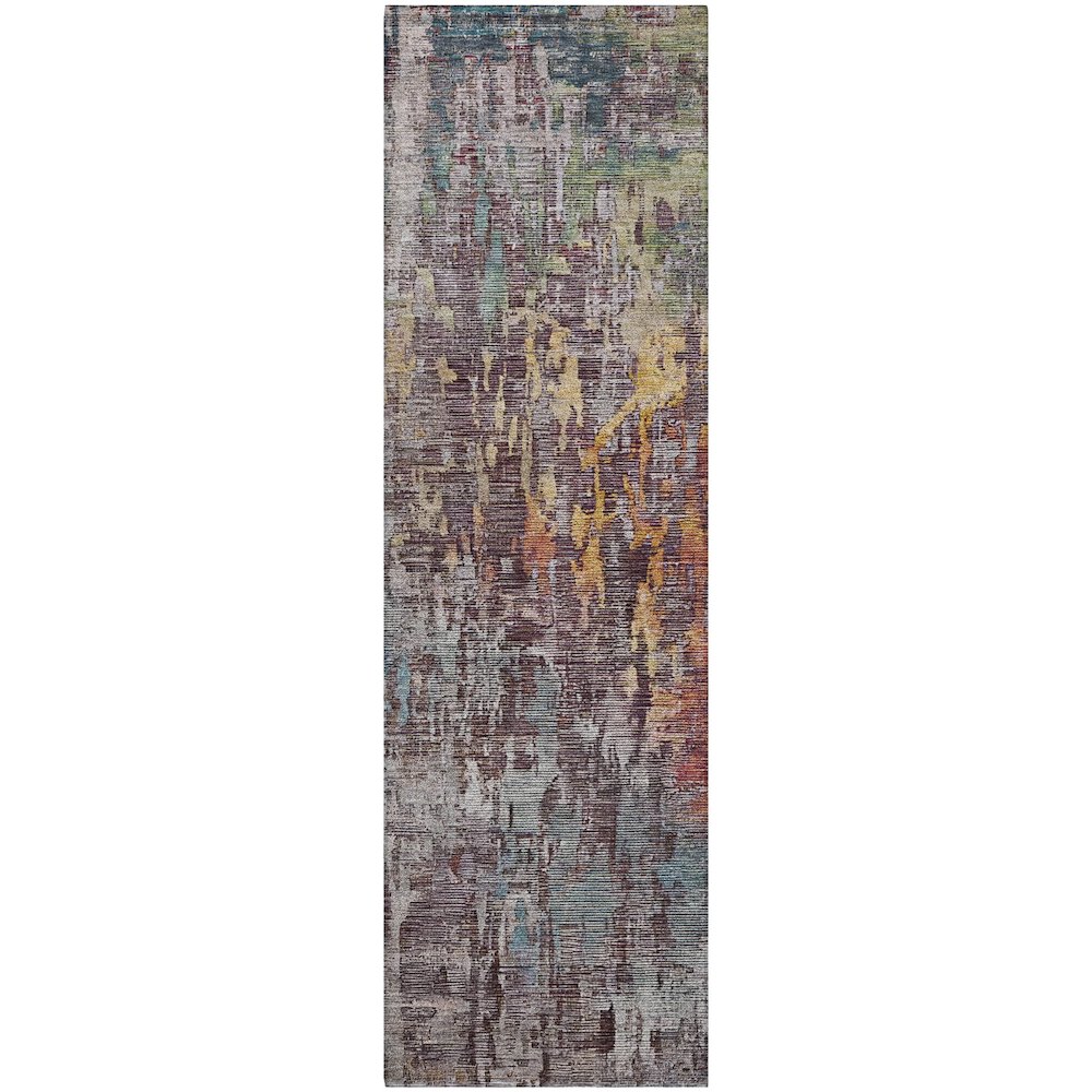 Luxury Washable Indoor/Outdoor Kochi Plum 2'3" x 7'6" Runner Rug. Picture 1