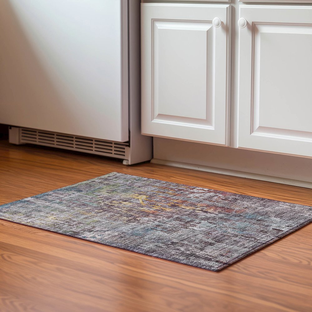 Luxury Washable Indoor/Outdoor Kochi Plum 1'8" x 2'6" Rug. Picture 5