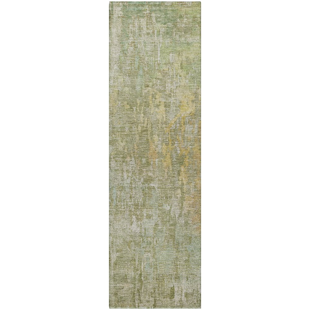 Luxury Washable Indoor/Outdoor Kochi Sage 2'3" x 7'6" Runner Rug. Picture 1