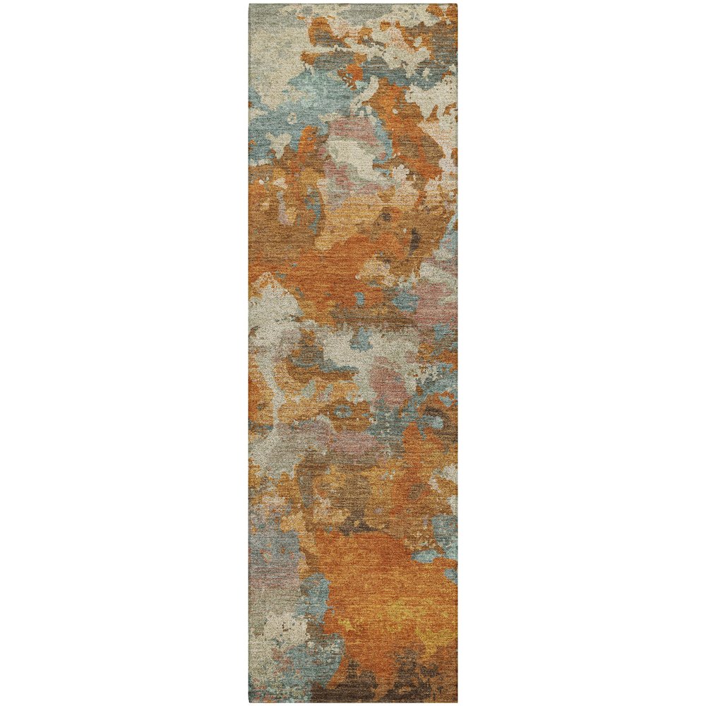 Luxury Washable Indoor/Outdoor Kochi Copper 2'3" x 7'6" Runner Rug. Picture 1
