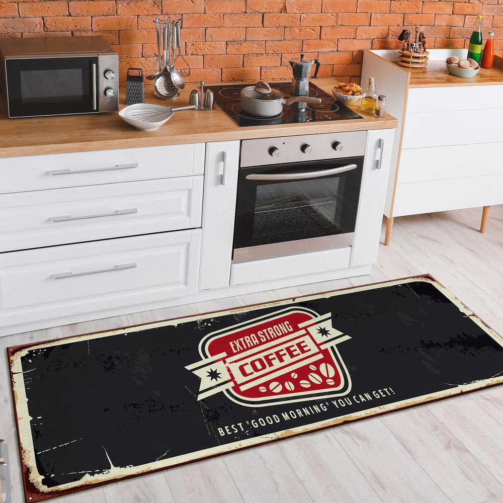 Indoor/Outdoor Kendall KE11 Black Washable 2'3" x 7'6" Runner Rug. Picture 6