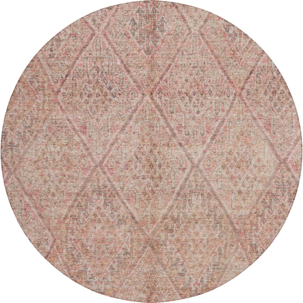 Indoor/Outdoor Karaj Pink 8' x 8' Round Rug. Picture 1