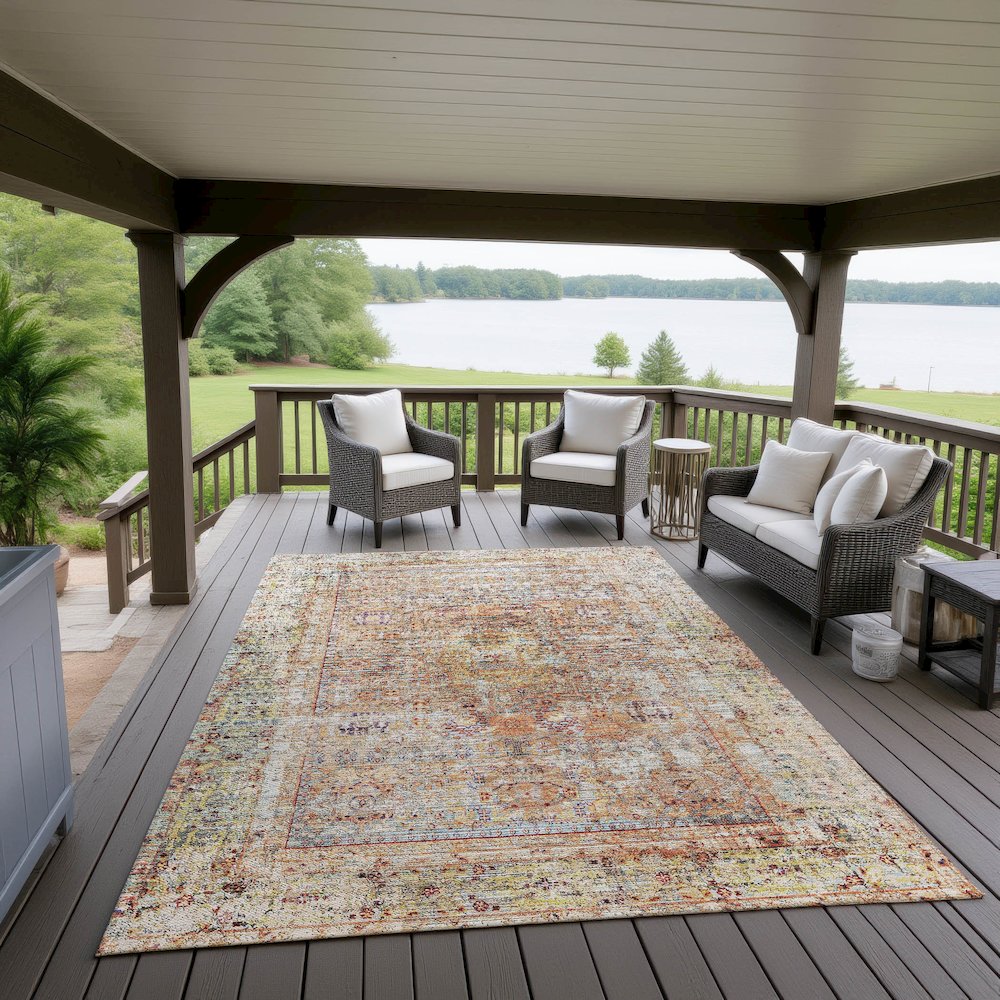 Indoor/Outdoor Karaj Coral 2'6" x 3'10" Rug. Picture 6