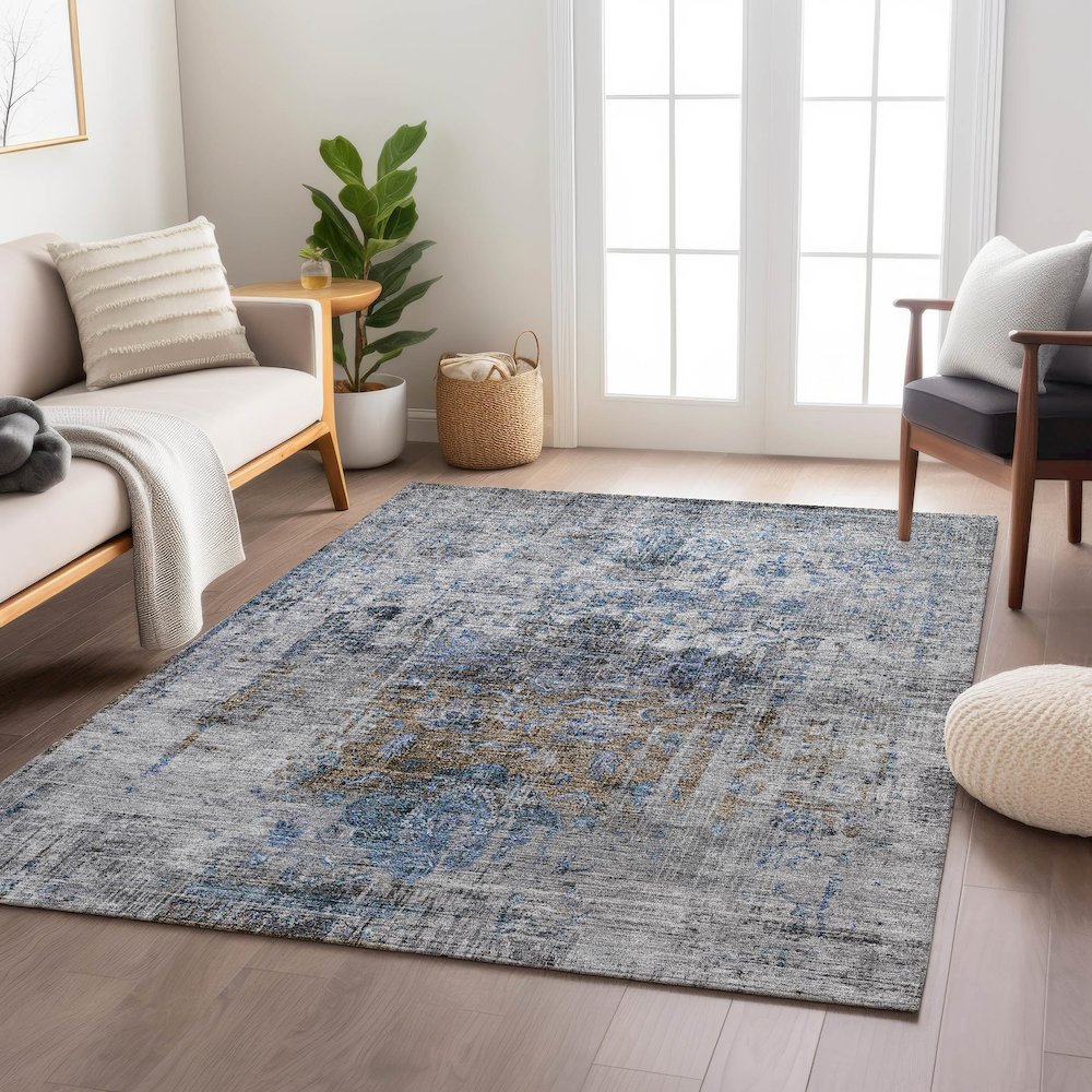 Indoor/Outdoor Karaj Blue 2'6" x 3'10" Rug. Picture 5