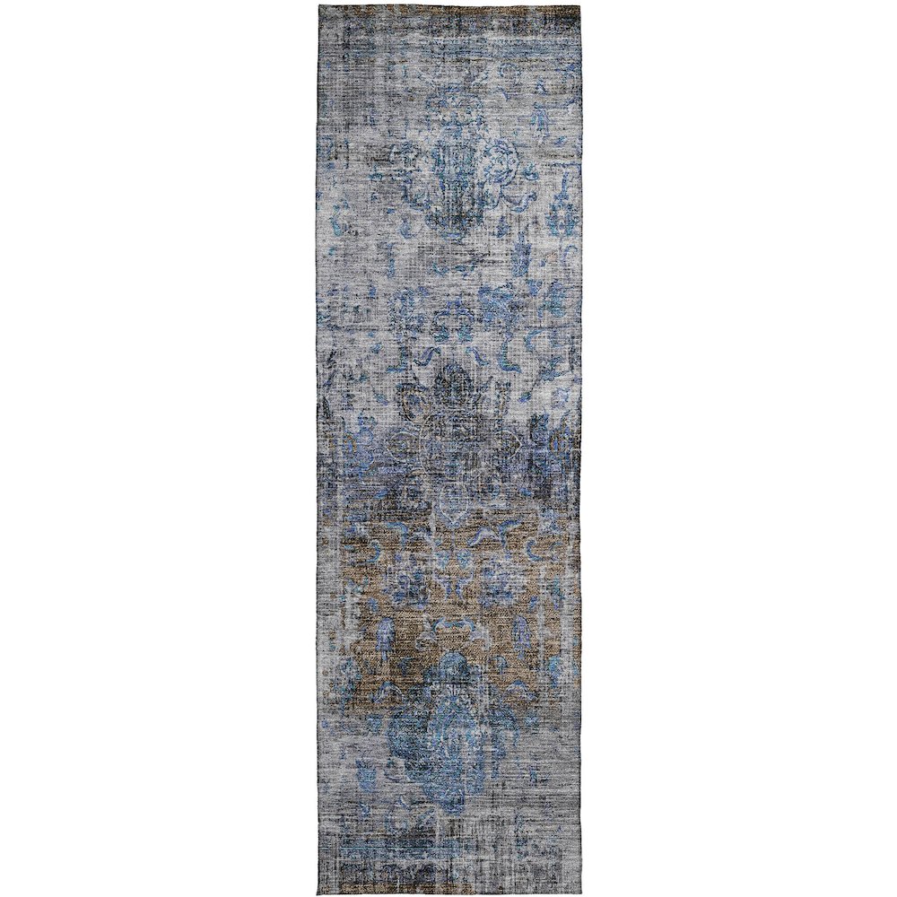 Indoor/Outdoor Karaj Blue 2'3" x 7'6" Runner Rug. Picture 1