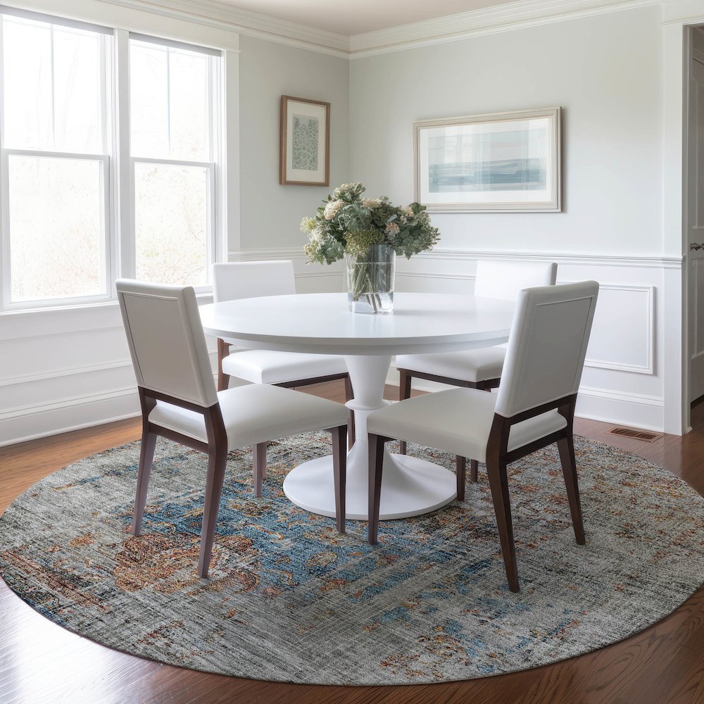 Indoor/Outdoor Karaj Copper 8' x 8' Round Rug. Picture 5