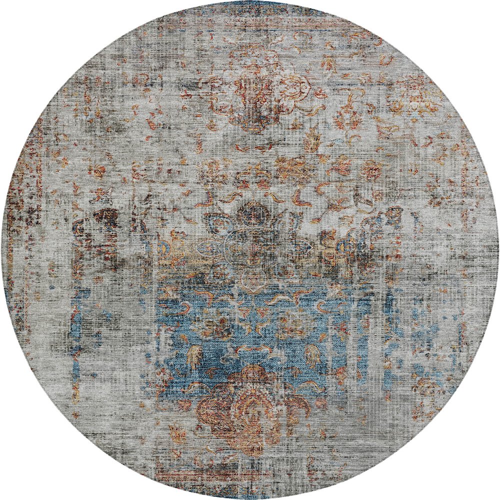 Indoor/Outdoor Karaj Copper 8' x 8' Round Rug. Picture 1