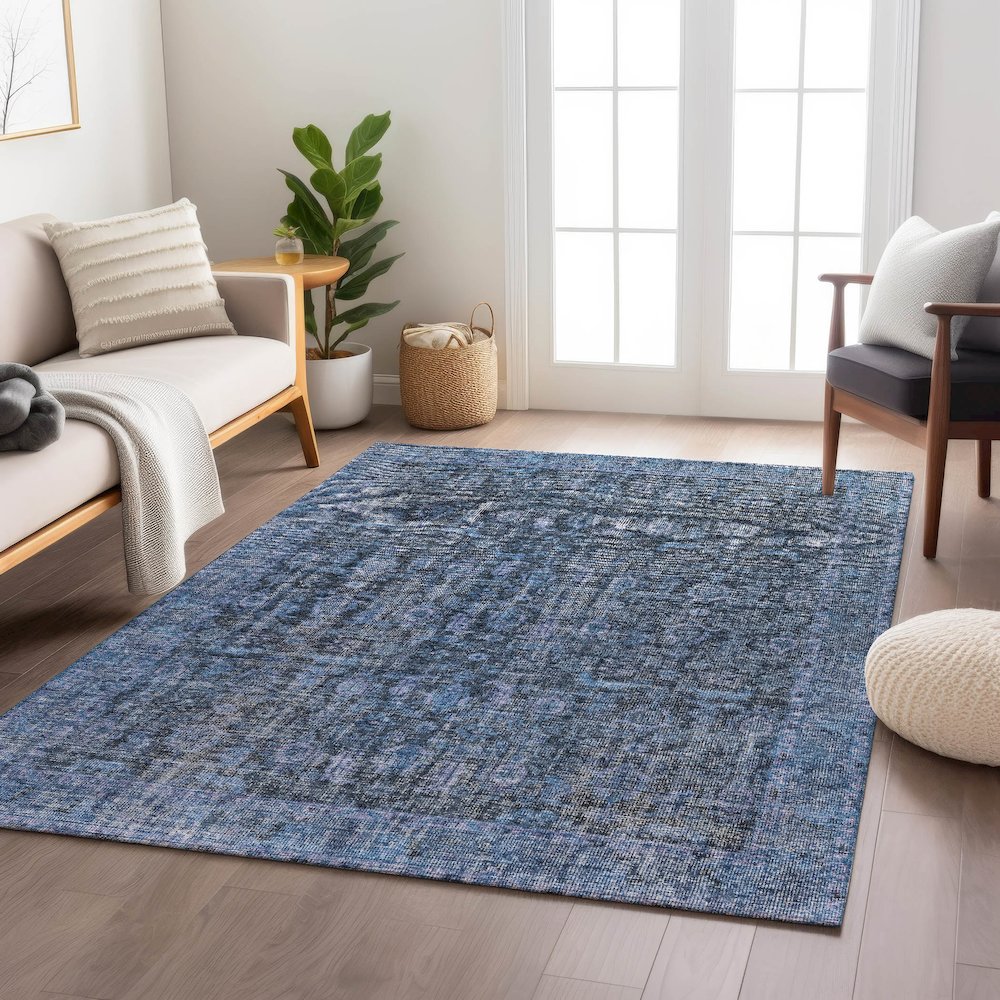 Indoor/Outdoor Karaj Blue 2'6" x 3'10" Rug. Picture 5