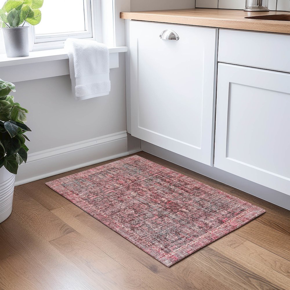 Indoor/Outdoor Karaj Pink 1'8" x 2'6" Rug. Picture 5