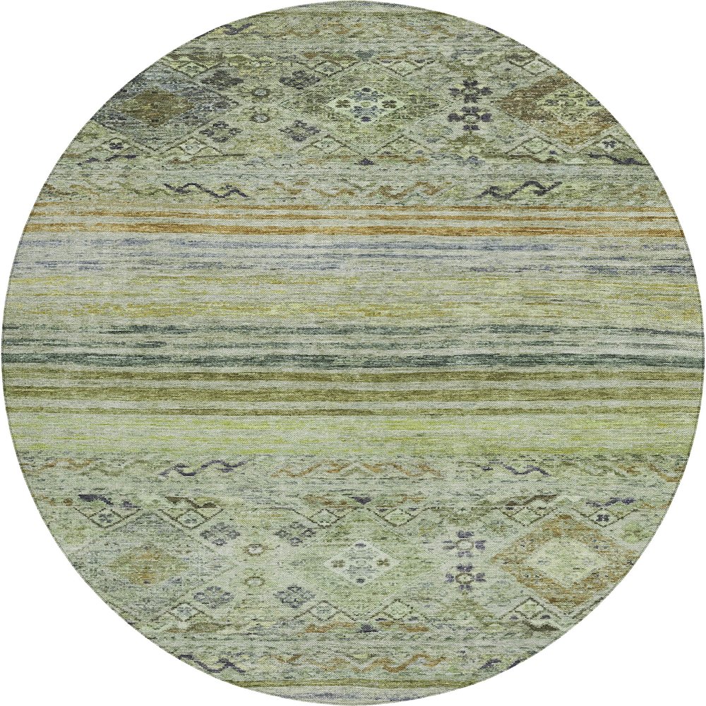 Indoor/Outdoor Karaj Aloe 8' x 8' Round Rug. Picture 1