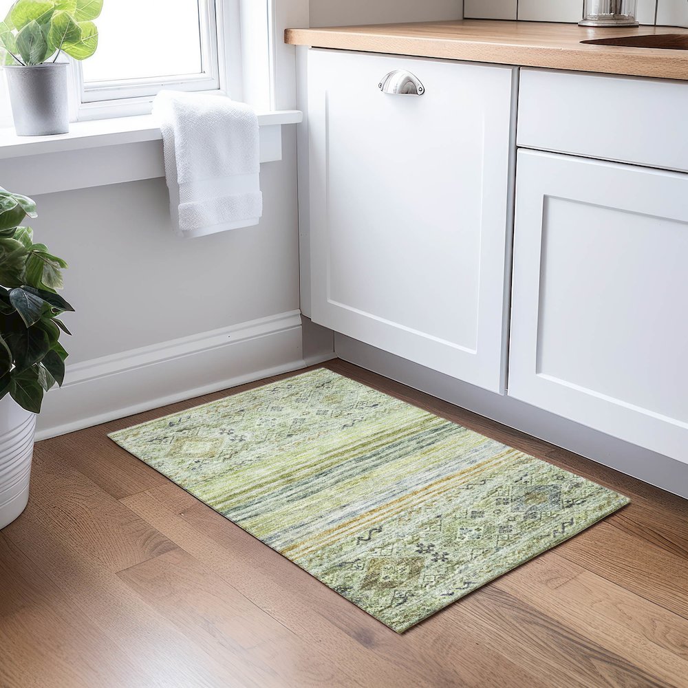 Indoor/Outdoor Karaj Aloe 1'8" x 2'6" Rug. Picture 5