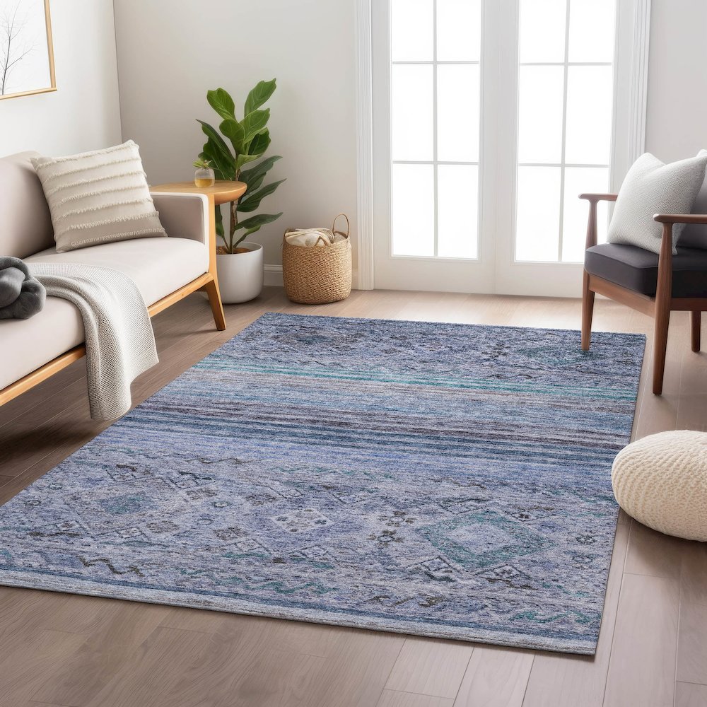 Indoor/Outdoor Karaj Blue 2'6" x 3'10" Rug. Picture 5