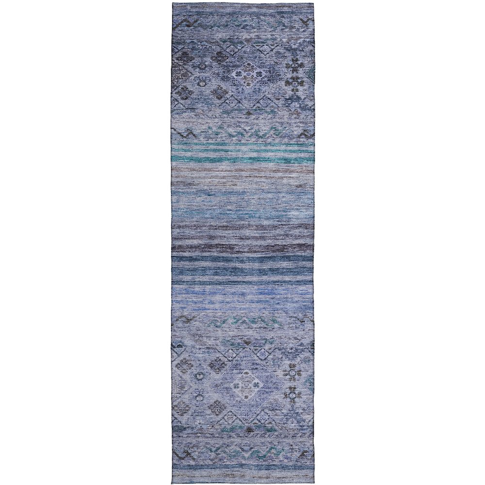 Indoor/Outdoor Karaj Blue 2'3" x 7'6" Runner Rug. Picture 1