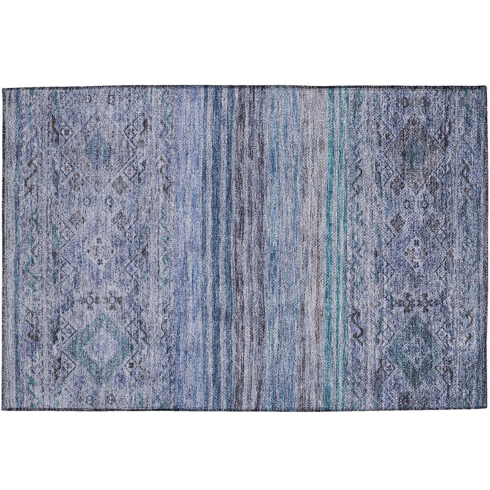 Indoor/Outdoor Karaj Blue 1'8" x 2'6" Rug. Picture 1