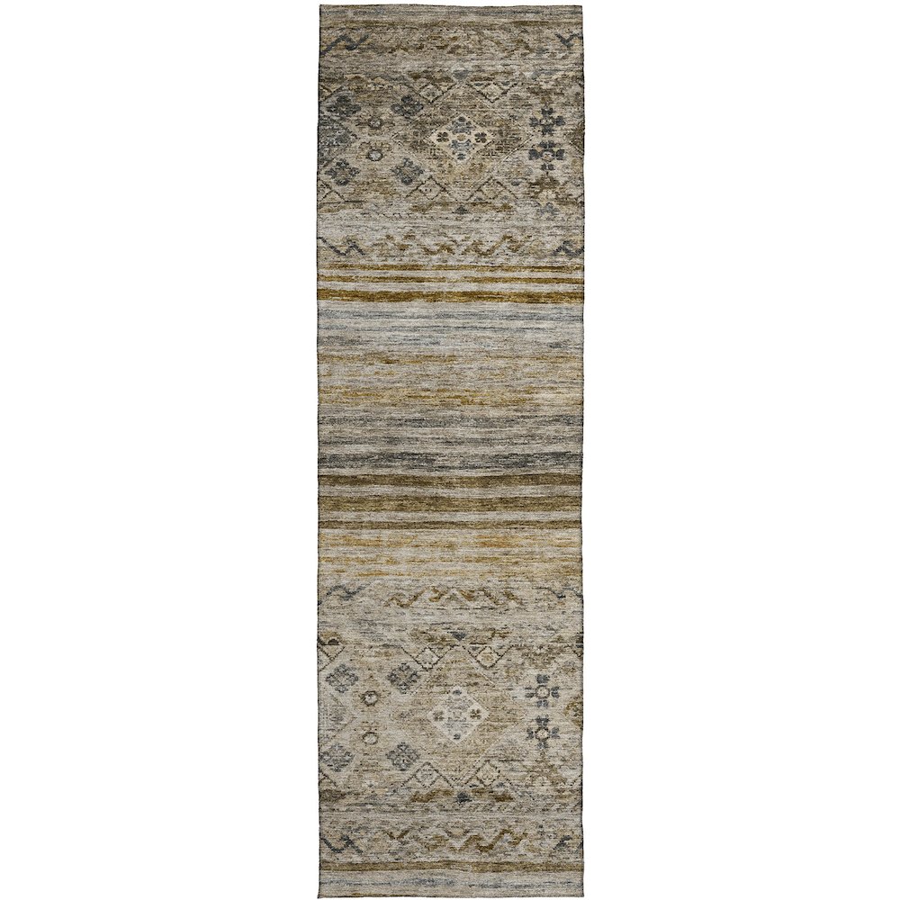 Indoor/Outdoor Karaj Brown 2'3" x 7'6" Runner Rug. Picture 1