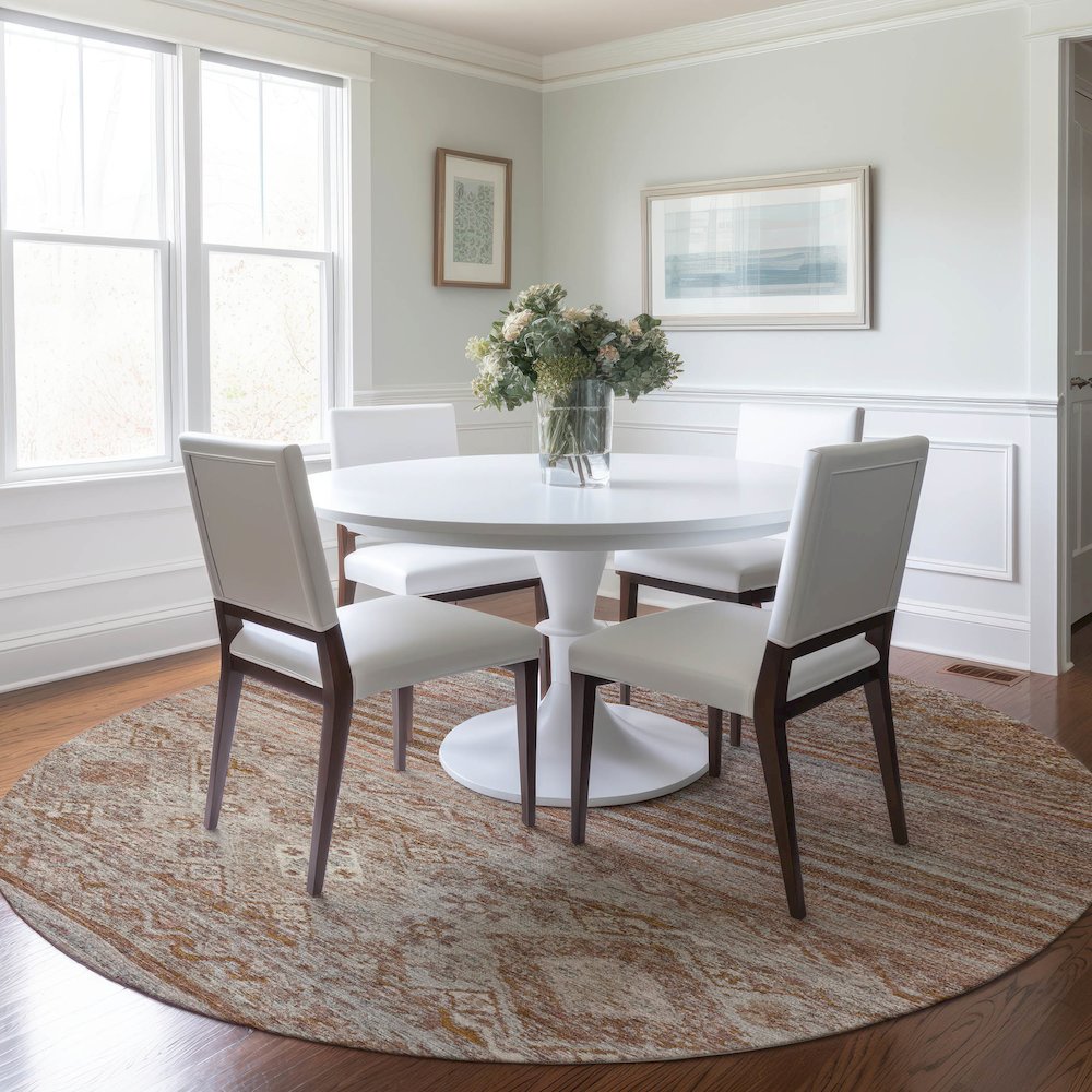 Indoor/Outdoor Karaj Copper 8' x 8' Round Rug. Picture 5