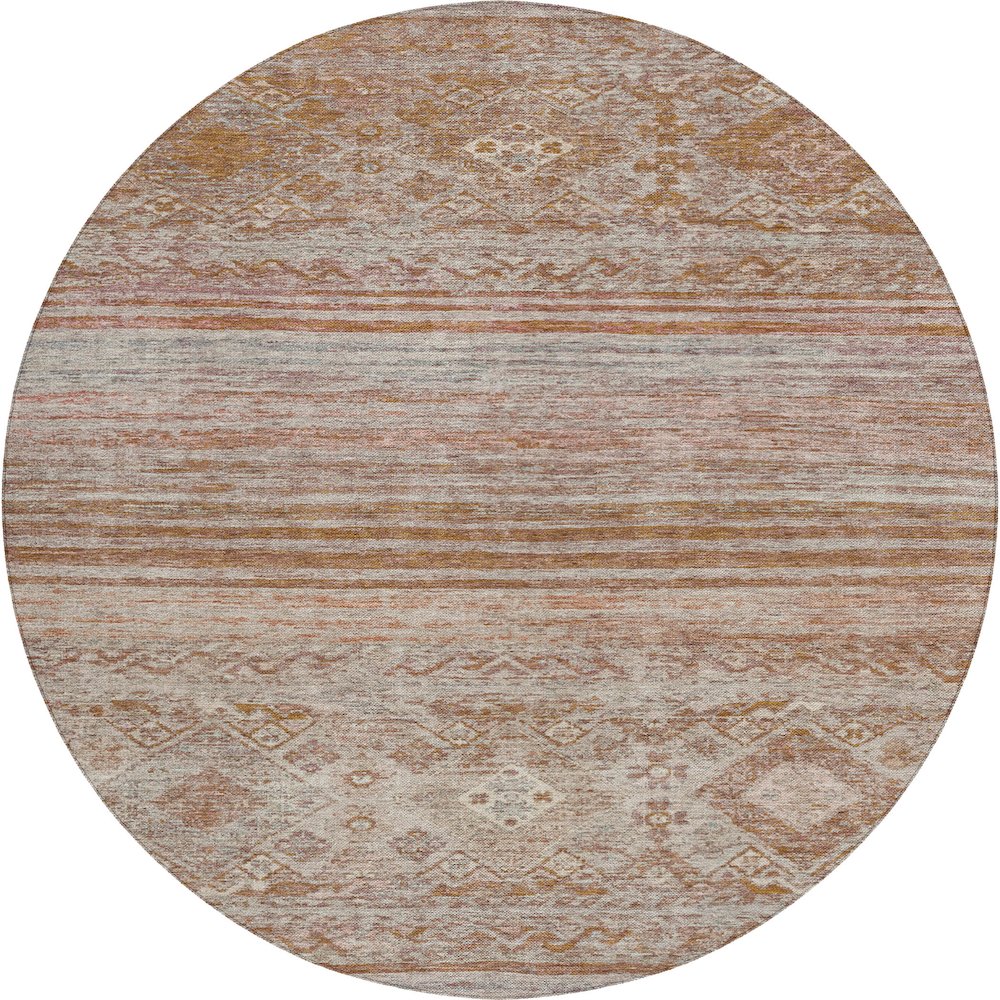Indoor/Outdoor Karaj Copper 8' x 8' Round Rug. Picture 1