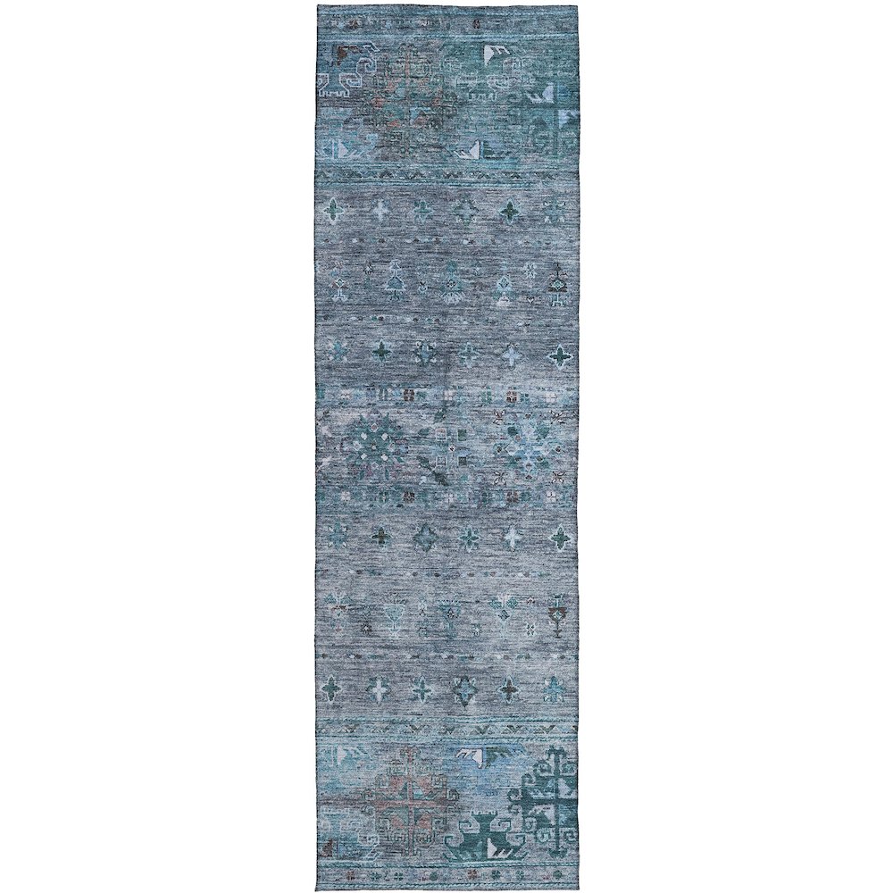 Indoor/Outdoor Karaj Blue 2'3" x 7'6" Runner Rug. Picture 1