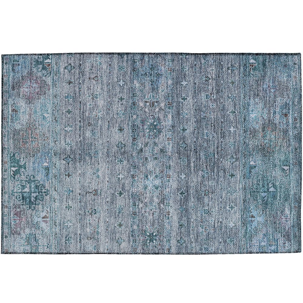 Indoor/Outdoor Karaj Blue 1'8" x 2'6" Rug. Picture 1