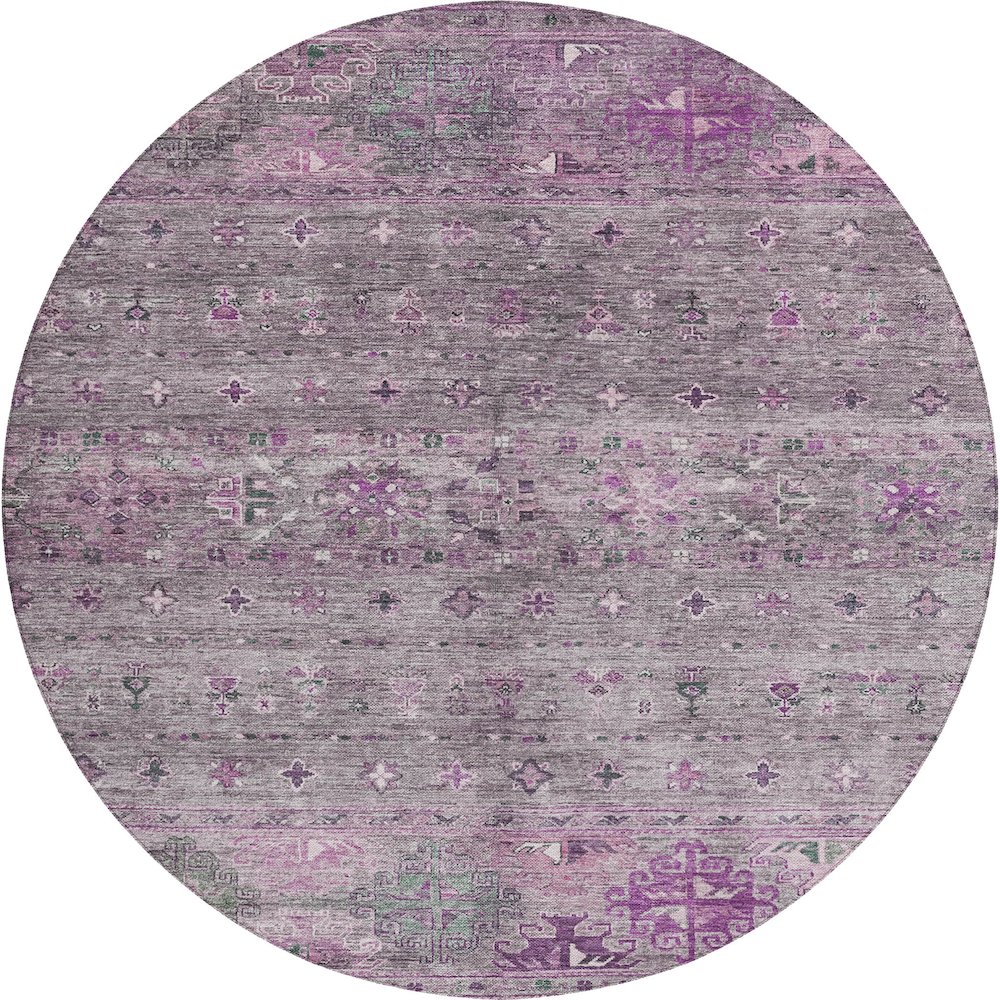 Indoor/Outdoor Karaj Purple 8' x 8' Round Rug. Picture 1