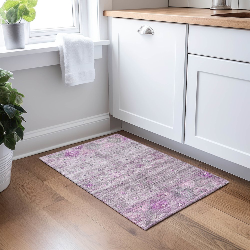 Indoor/Outdoor Karaj Purple 1'8" x 2'6" Rug. Picture 5