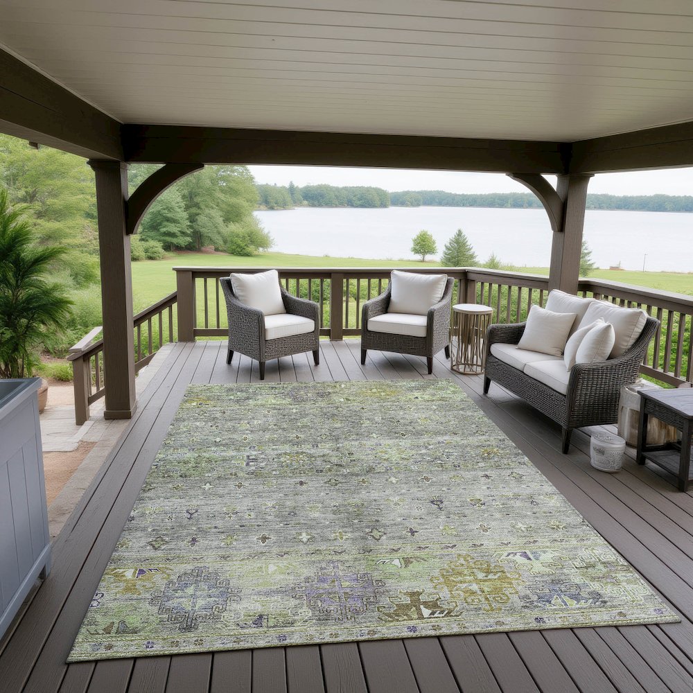 Indoor/Outdoor Karaj Sage 2'6" x 3'10" Rug. Picture 6