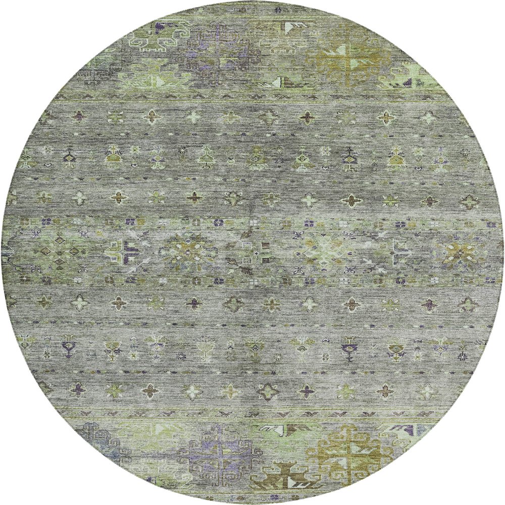 Indoor/Outdoor Karaj Sage 8' x 8' Round Rug. Picture 1