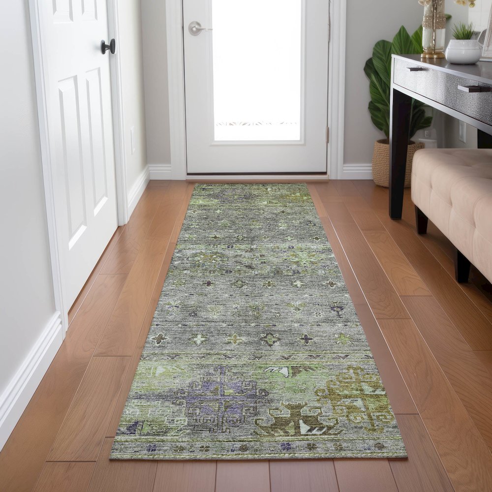 Indoor/Outdoor Karaj Sage 2'3" x 7'6" Runner Rug. Picture 5