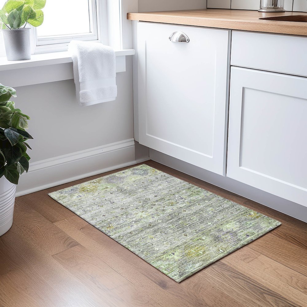 Indoor/Outdoor Karaj Sage 1'8" x 2'6" Rug. Picture 5