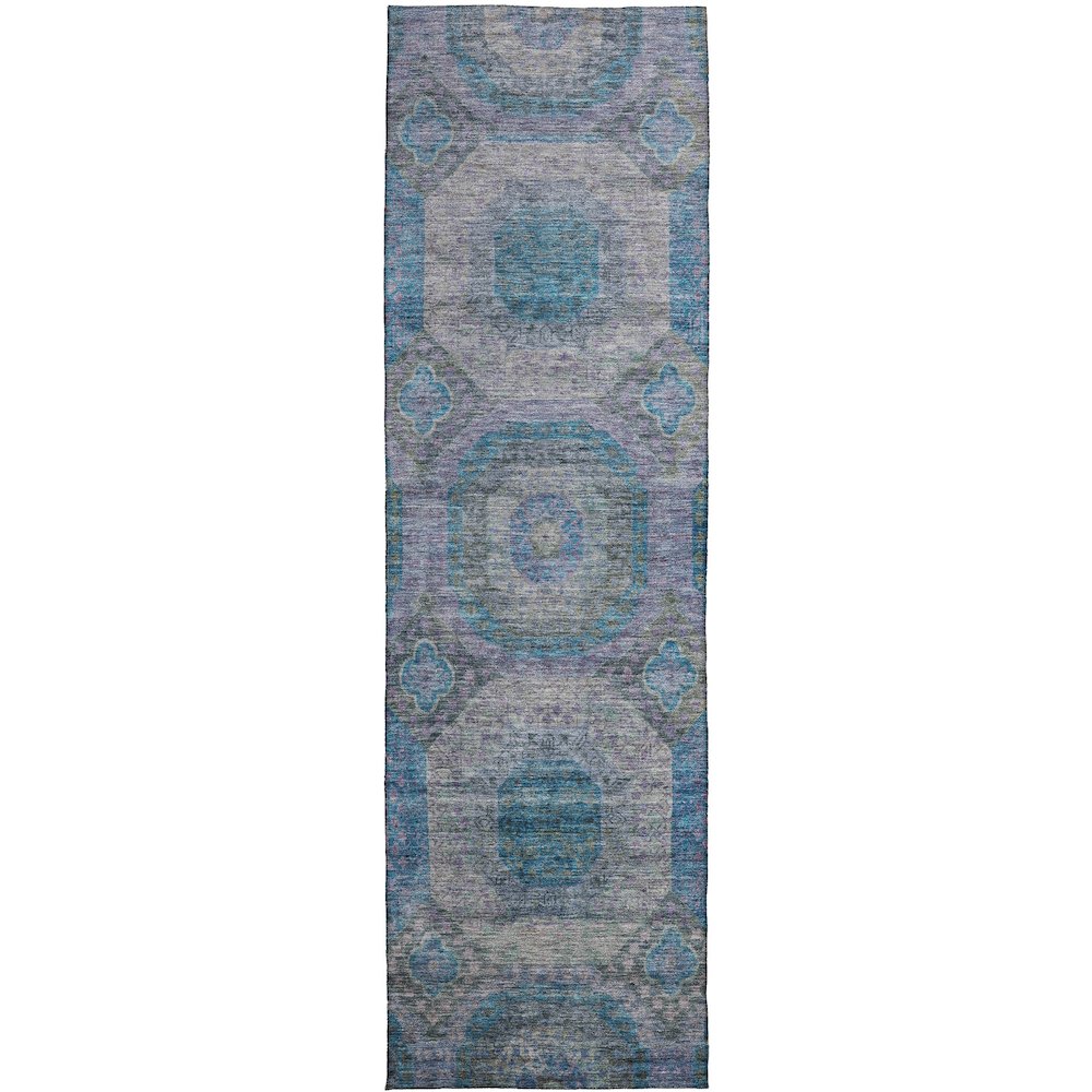 Indoor/Outdoor Karaj Blue 2'3" x 7'6" Runner Rug. Picture 1