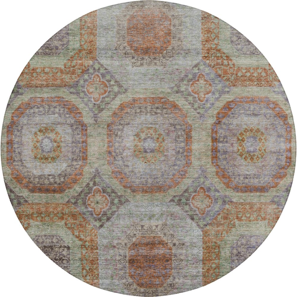 Indoor/Outdoor Karaj Paprika 8' x 8' Round Rug. Picture 1