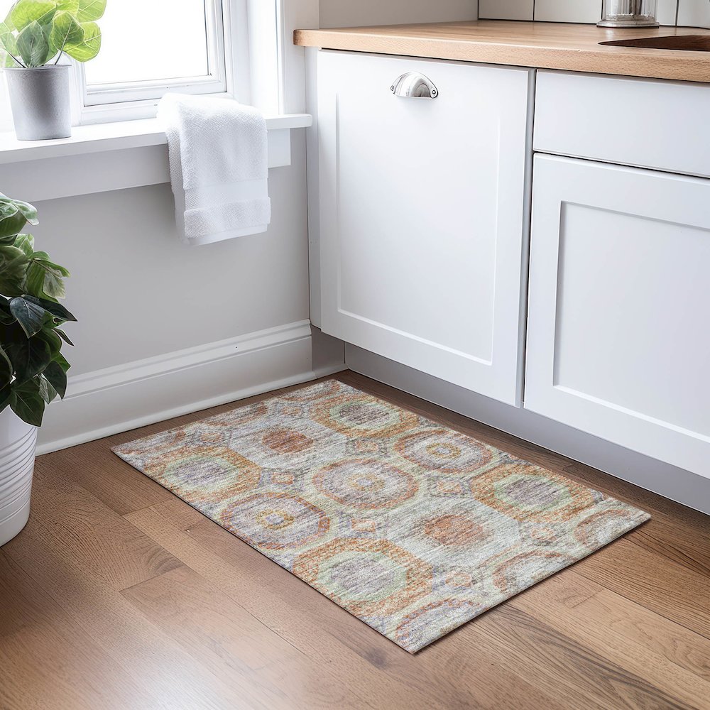 Indoor/Outdoor Karaj Paprika 1'8" x 2'6" Rug. Picture 5