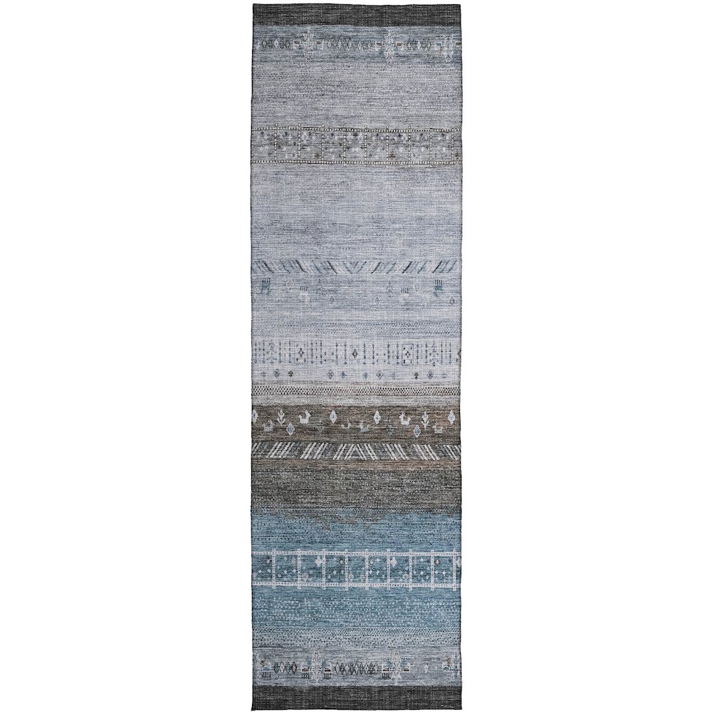 Indoor/Outdoor Karaj Blue 2'3" x 7'6" Runner Rug. Picture 1
