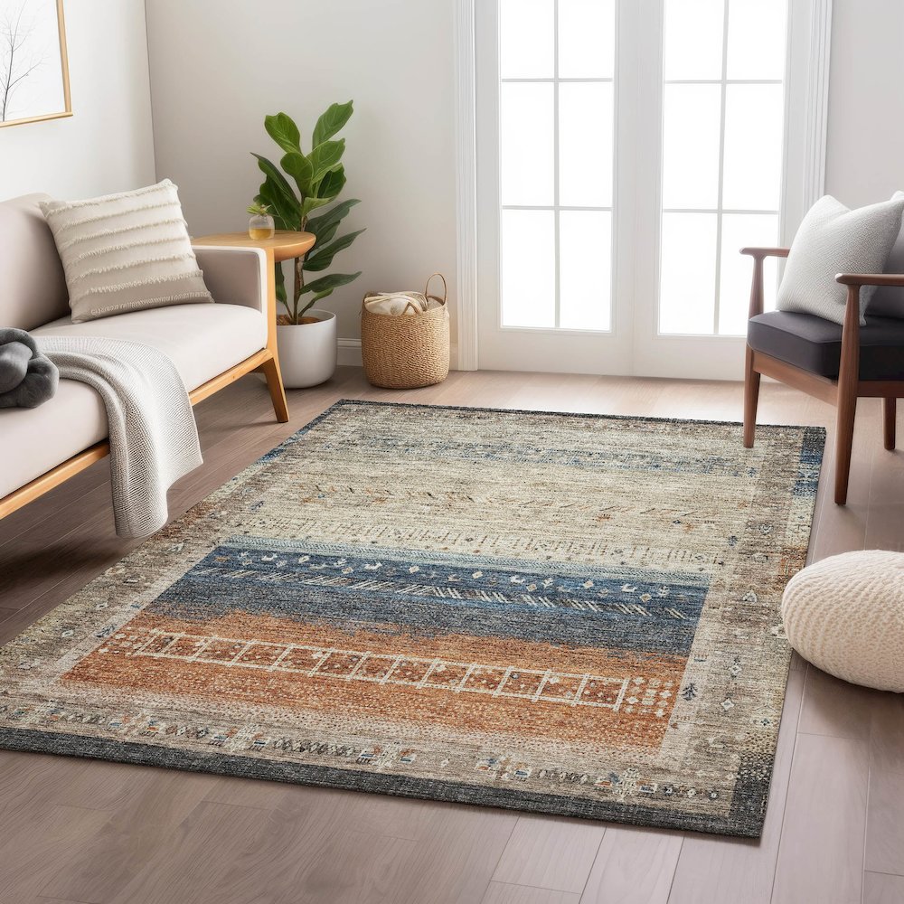 Indoor/Outdoor Karaj Brown 2'6" x 3'10" Rug. Picture 5