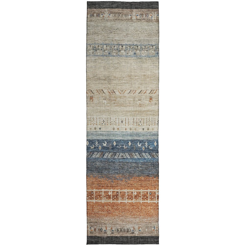 Indoor/Outdoor Karaj Brown 2'3" x 7'6" Runner Rug. Picture 1