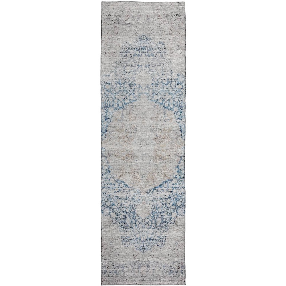Indoor/Outdoor Karaj Blue 2'3" x 7'6" Runner Rug. Picture 1