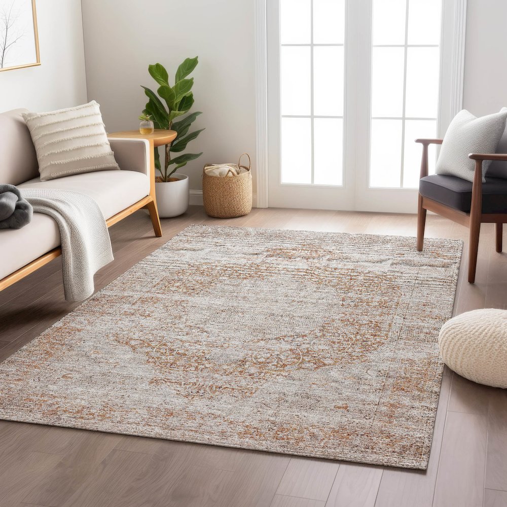 Indoor/Outdoor Karaj Copper 2'6" x 3'10" Rug. Picture 5