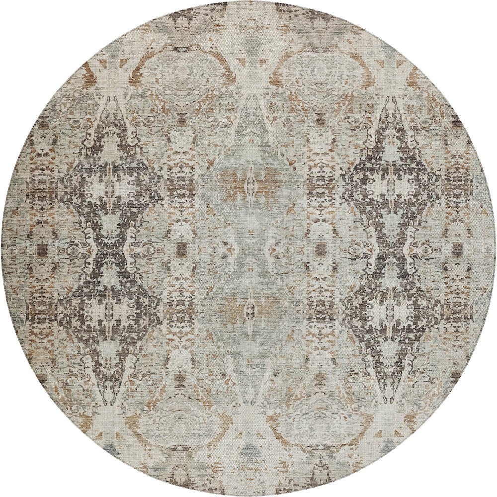 Indoor/Outdoor Karaj Linen 8' x 8' Round Rug. Picture 1