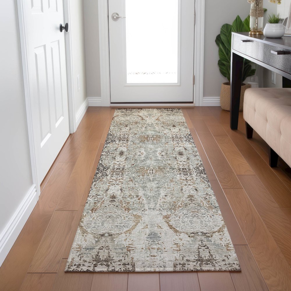Indoor/Outdoor Karaj Linen 2'3" x 7'6" Runner Rug. Picture 5