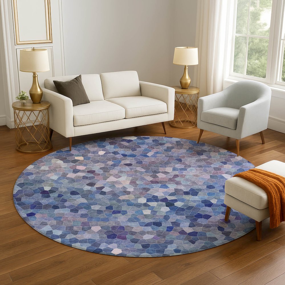Luxury Washable Indoor/Outdoor Kaleidoscope KL1 Blue 8' x 8'. Picture 5