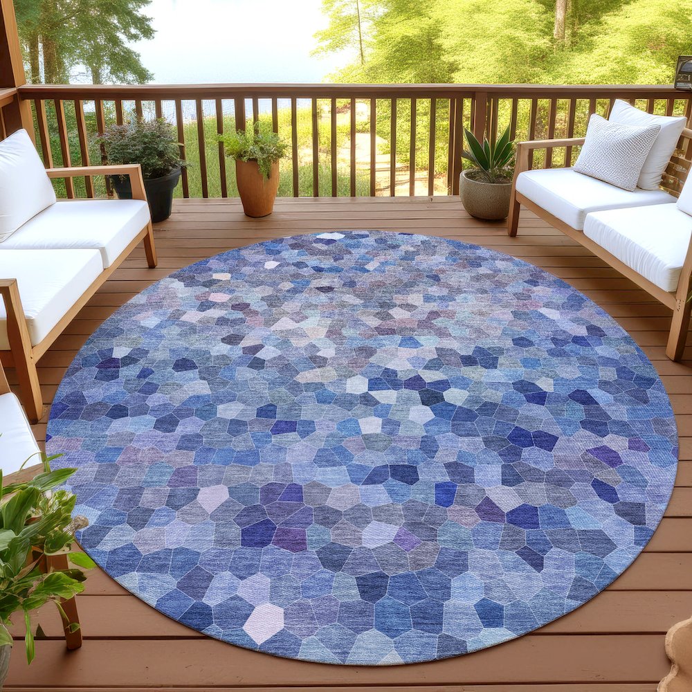 Luxury Washable Indoor/Outdoor Kaleidoscope KL1 Blue 8' x 8'. Picture 6