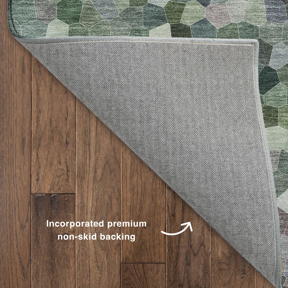 Luxury Washable Indoor/Outdoor Kaleidoscope KL1 Green 1'8" x 2'6" Rug. Picture 4