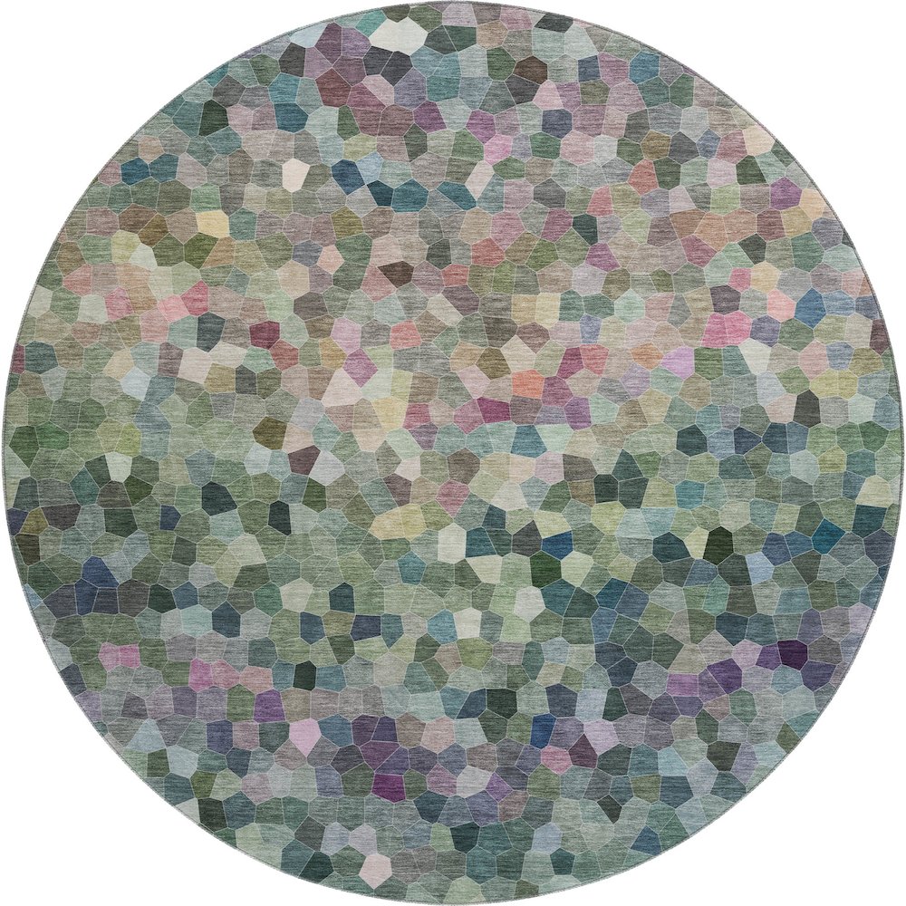 Luxury Washable Indoor/Outdoor Kaleidoscope KL1 Green 8' x 8'. Picture 1