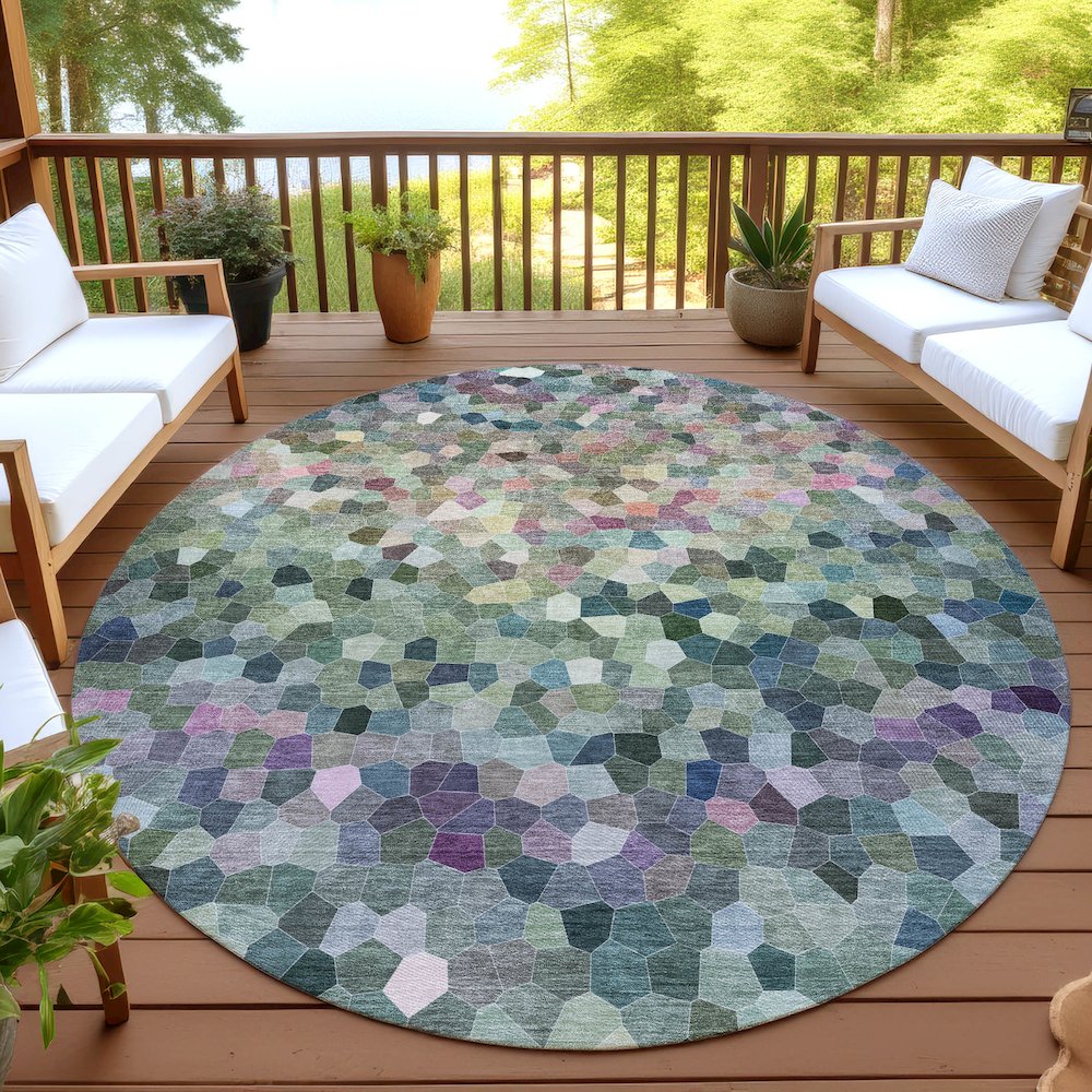 Luxury Washable Indoor/Outdoor Kaleidoscope KL1 Green 8' x 8'. Picture 6
