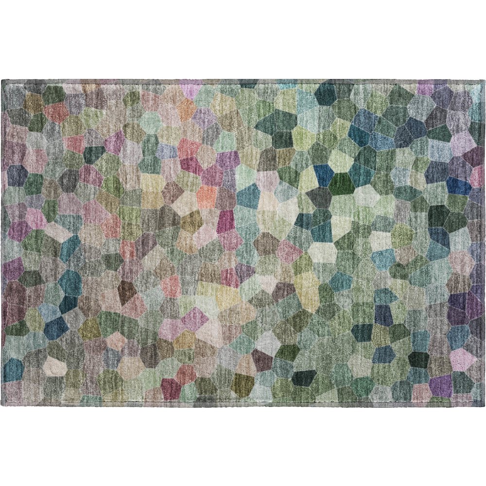 Luxury Washable Indoor/Outdoor Kaleidoscope KL1 Green 1'8" x 2'6" Rug. Picture 1